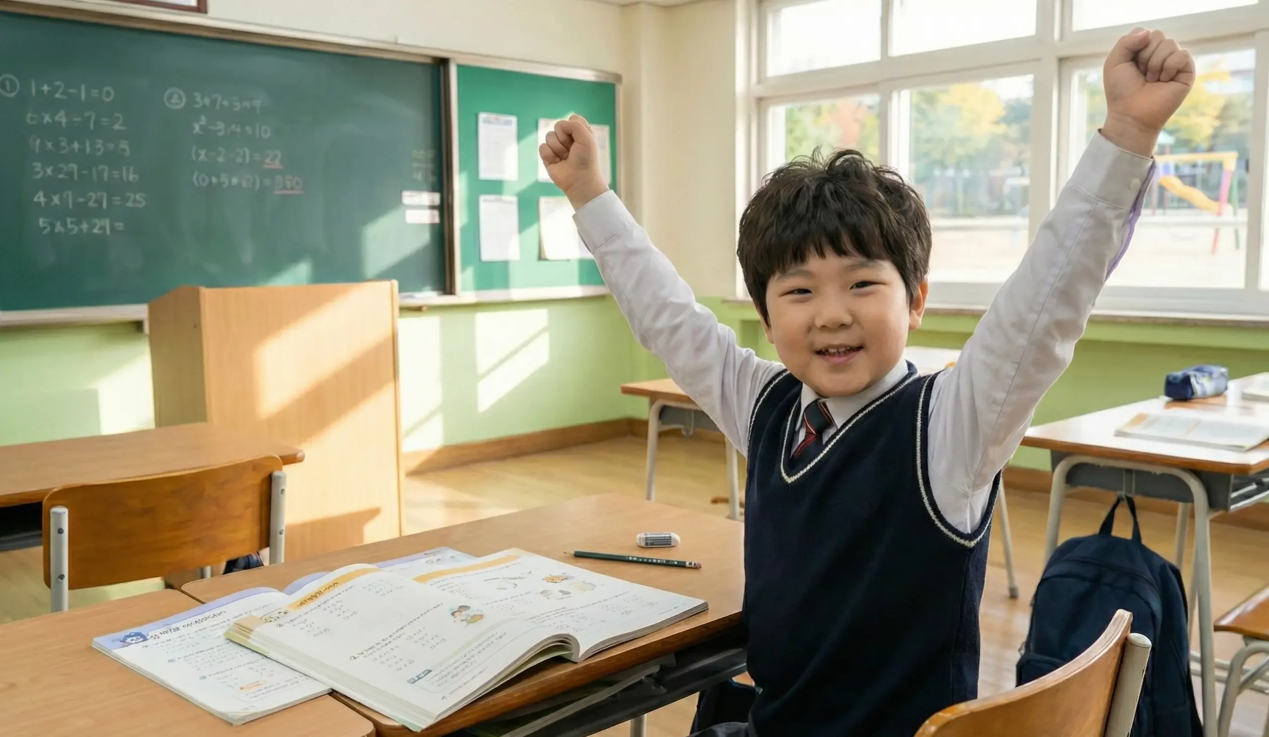 수학에 자신감을 찾고 발표하는 아이